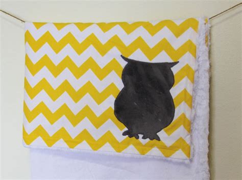 Items Similar To Chevron Owl Blanket With Monogram Yellow Chevron Owl