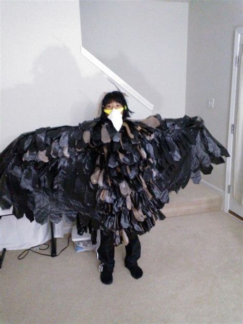 Halloween Costume Golden Eagle Front Trash Bin Bag Black Shopping