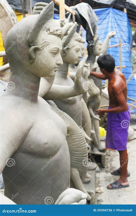 Goddess Durga Is Being Worshipped West Bengal India Editorial Image