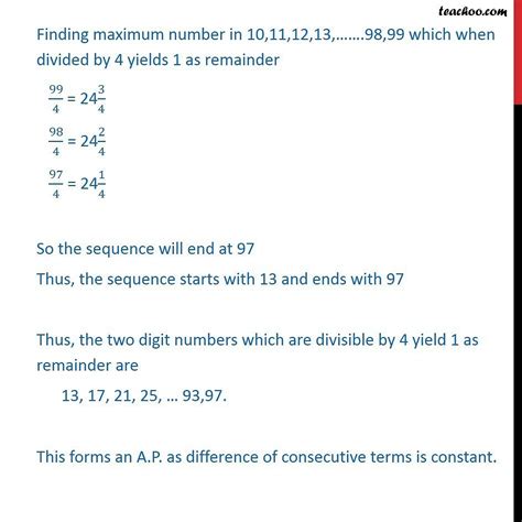 Question 6 Find Sum Of All Two Digit Numbers Which Divided By 4