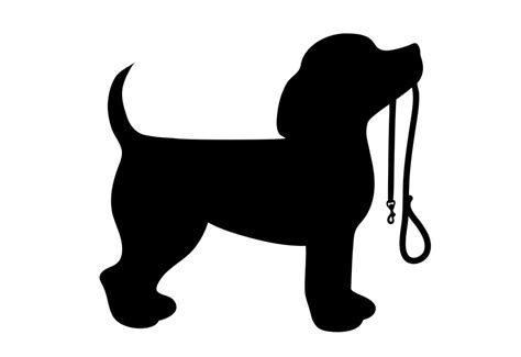 Clip Art Silhouette Puppy with Leash | Clip Art of Dogs