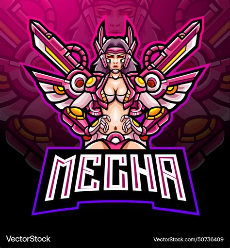 Mecha Girl Esport Logo Mascot Design Royalty Free Vector