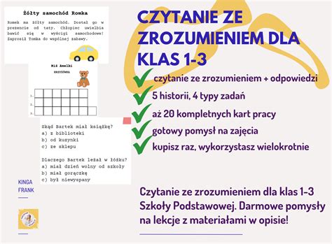 Czytanie Ze Zrozumieniem Kart Pracy Dla Klas Z Oty Nauczyciel