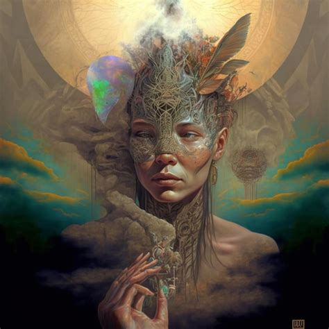 Premium AI Image | beautiful portrait illustration of a shaman woman