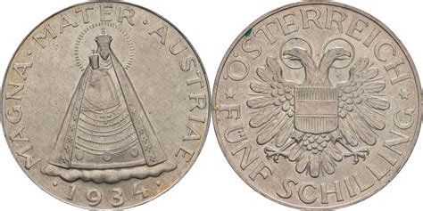 Österreich 5 Schilling 1934 Silber vz Stgl 35 Euro