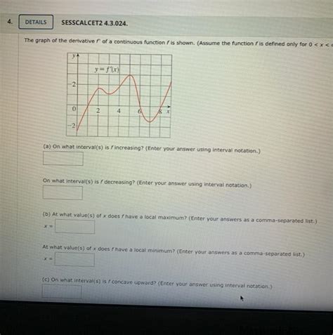 Solved DETAILS SESSCALCET2 4 3 024 The Graph Of The Chegg