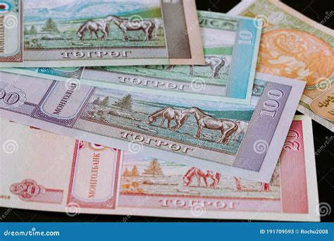 Mongolian Currency, Tugrik Money, Various Banknotes Stock Image - Image ...