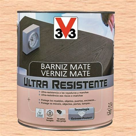 V33 Barniz Para Madera Mate Ultra Resistente Incoloro Mate 750 Ml