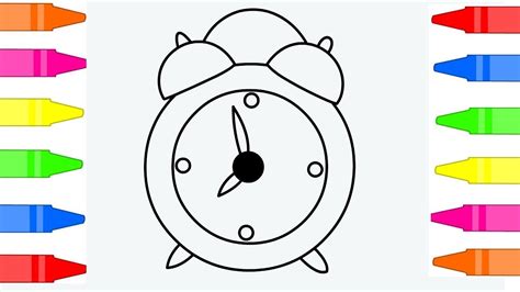 How To Draw Alarm Clock Coloring Pages For Kids Children Learn Colors