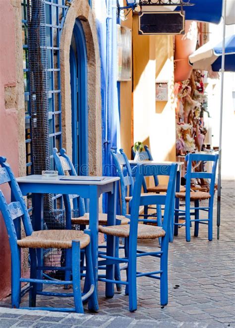 Greek taverna. Image of a greek outdoor restaurant with blue tables and chairs , #spon, #Image ...