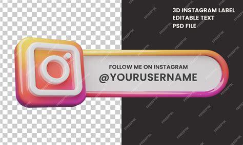 Premium PSD | Isolated banner icon instagram follow me label in 3d ...