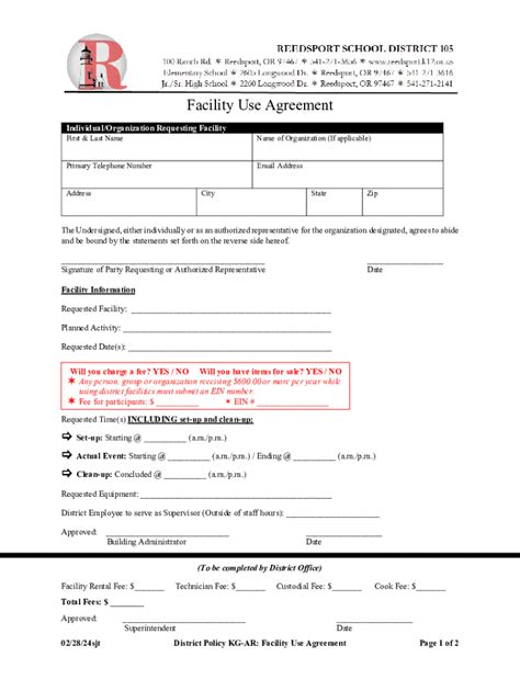 Fillable Online Facility Use Agreement Fillable Pdf Fax Email Print