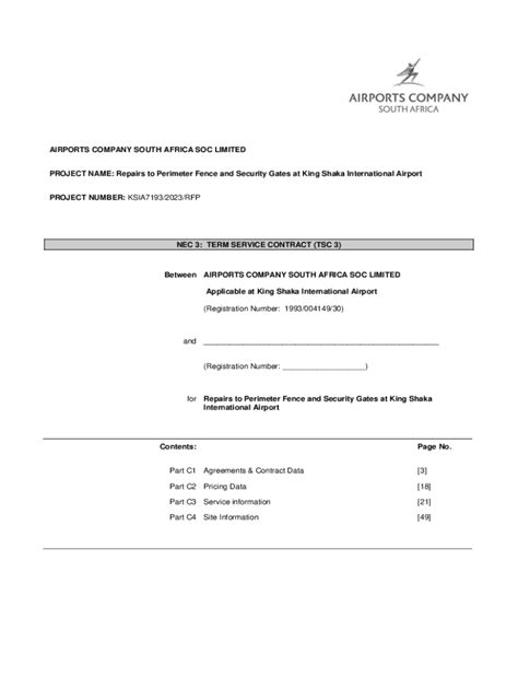 Fillable Online NEC TSC Contract To Replace The Perimeter Fence And