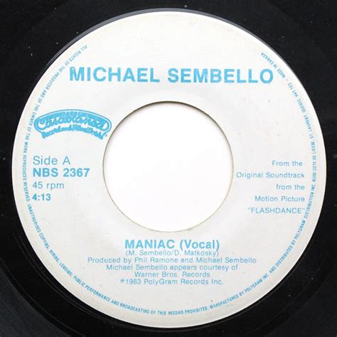 Michael Sembello Maniac 1983 Vinyl Discogs