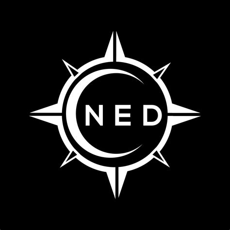 NED abstract monogram shield logo design on black background. NED ...