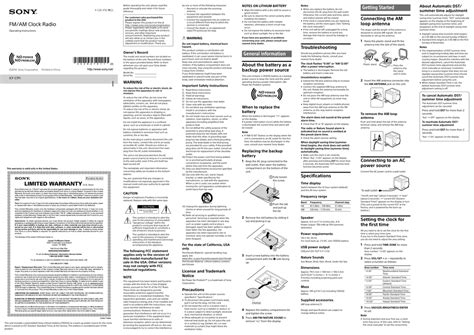 Sony ICF C1PJ Operating Instructions Manualzz