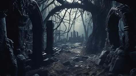 Premium AI Image | Haunted Dark Graveyard