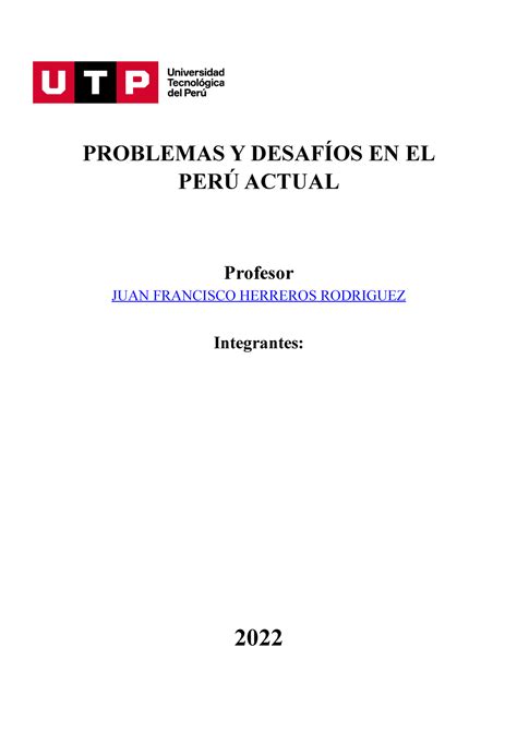 Problemas Y Desafios En El Peru Actual Practica Problemas Y