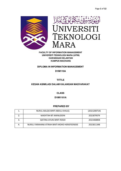 Ctu Group Assignment FACULTY OF INFORMATION MANAGEMENT UNIVERSITI