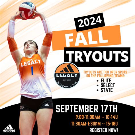 Fall Tryouts - September 17th - Legacy Volleyball Center