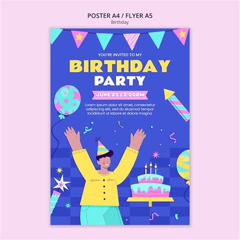 Cartel de celebración de cumpleaños de diseño plano Archivo PSD Gratis