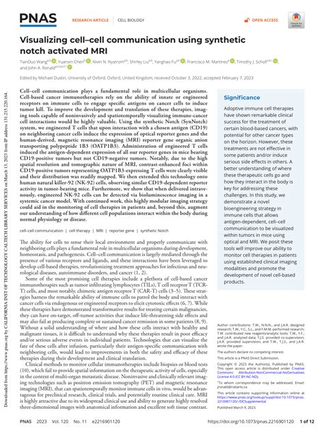 Pdf Visualizing Cell Cell Communication Using Synthetic Notch Activated Mri