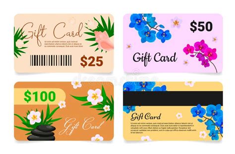 Collection Spa Gift Card Template with Barcode and Magnetic Tape Vector ...