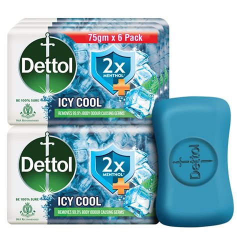 Buy Dettol Icy Cool Bathing Soap Bar With Menthol 75g Each Pack Of 6