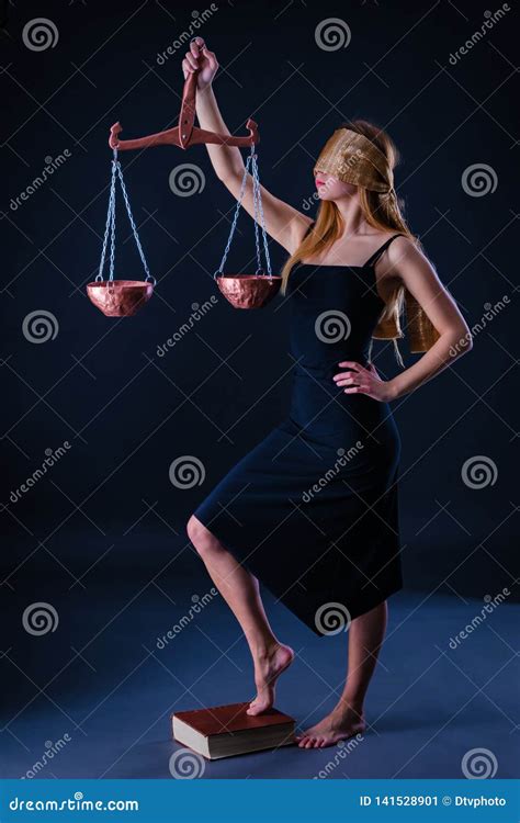 Charming Girl With Libra In Her Hand As A Symbol Of The Air Zodiac Sign