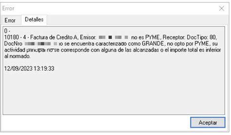 Error al Emitir Factura de Crédito Electrónica PyME Gestor Max