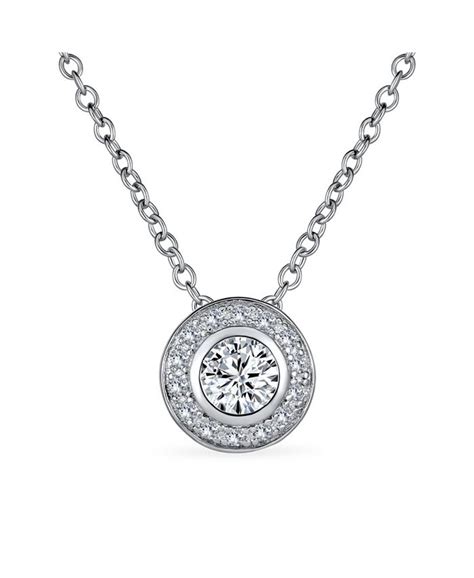 Bling Jewelry Classic Bridal Art Deco Style Cz Halo Circle Circlet Rosette Solitaire Pendant Aaa