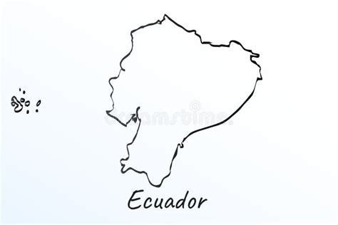 Mappa Dell Ecuador Sketch Di Disegno A Linee Nere Scarabocchio In