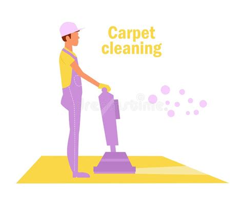 Carpet Cleaning Vector. Cartoon. Isolated Art Work Stock Vector - Illustration of janitor, home ...