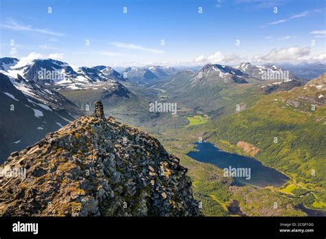 Aerial View Innerdalstarnet Summit And View Of Lake Innerdalsvatna