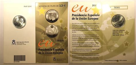 SPANIEN 12 Euro 2010 EU PRÄSIDENTSCHAFT Silber im Blister 30924 stgl