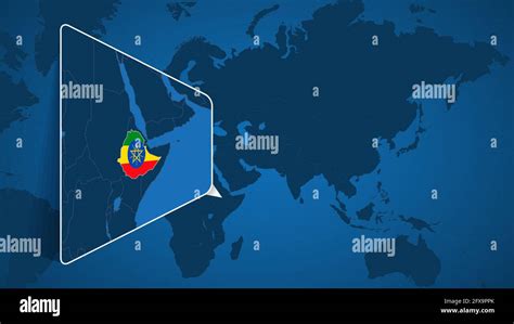 Lage von Äthiopien auf der Weltkarte mit vergrößerter Karte von