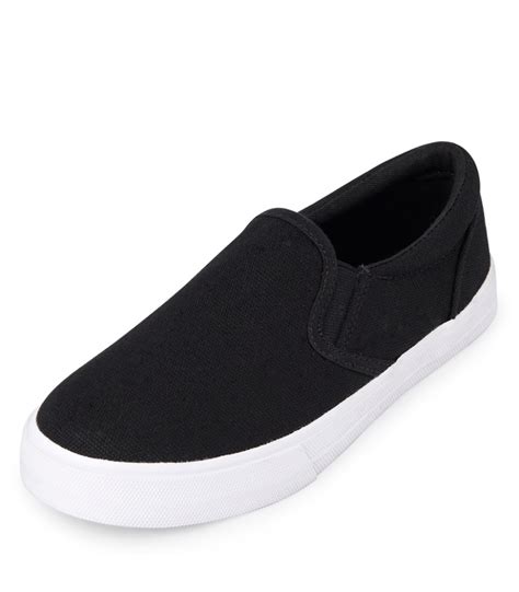 CHILDRENS PLACE BLACK BOYS WITH WHITE SOLE SLIP-ON SNEAKERS