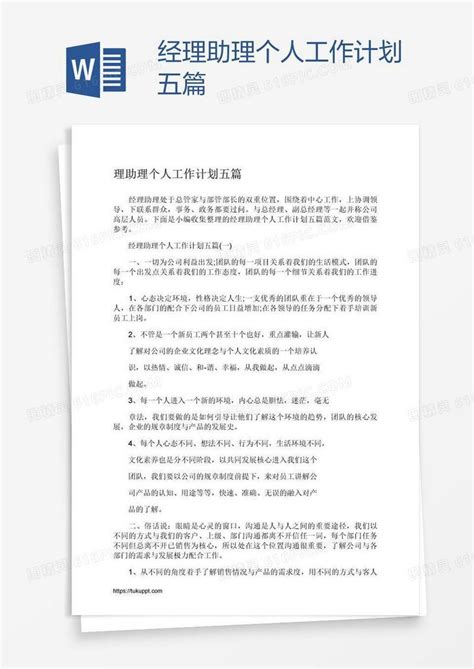 经理助理个人工作计划五篇word模板免费下载编号vopaeoq41图精灵