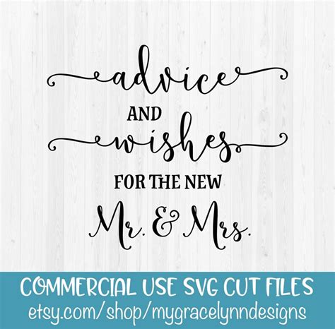 Advice And Wishes For The New Mr And Mrs Svg Cut File Etsy