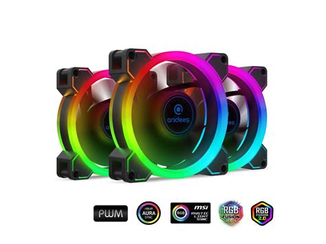 Anidees Ai Aureola Duo 80mm 3pcs Rgb Pwm Fan Compatible With Asus Aura