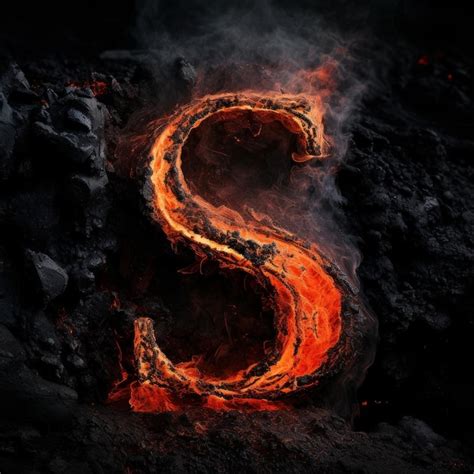 Premium Ai Image Letter S Burnt With Lava On Dark Background