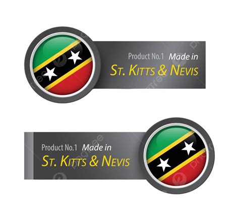 St Kitts And Nevis Flag Symbol And Tag Featuring Their Origin Vector Made Banner Sphere Png