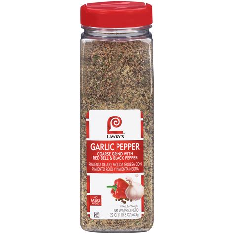 Lawrys Coarse Grind Garlic Pepper Seasoning With Red Bell And Black