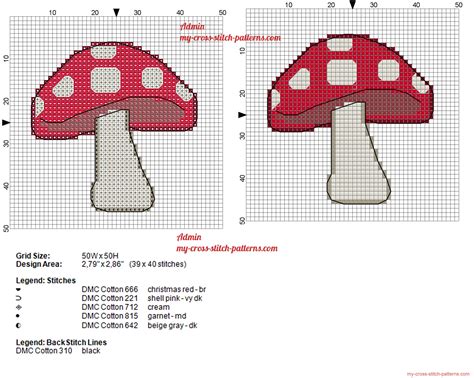 Medium Size Poisonous Red Mushroom Cross Stitch Pattern Free Cross