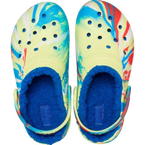 Crocs Kids Classic Fuzz Lined Marble Clogs Academy