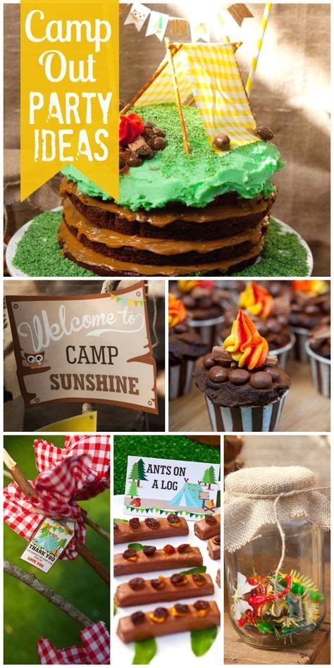 A Camp Sunshine Camping Party With Themed Foods Campfire Cupcakes And