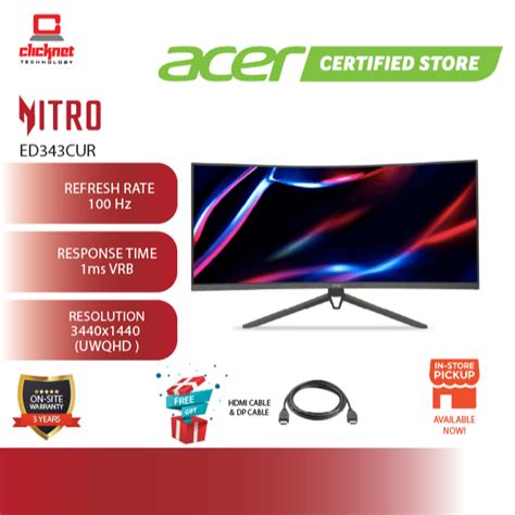 Acer Nitro Ed Cur H Ultrawide Curved Gaming Monitor Va Wqhd