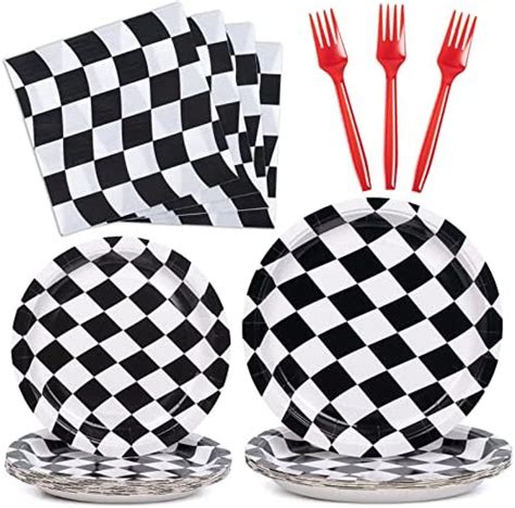 Amazon Decorlife Checkered Plates And Napkins Party Supplies