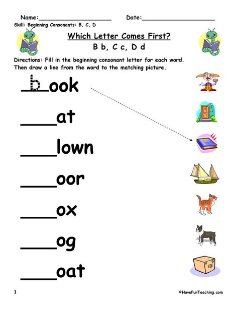 Initial Consonant Sounds Worksheet