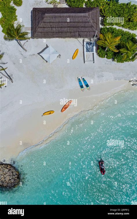 Aerial View of tropical beach, Maldives Stock Photo - Alamy